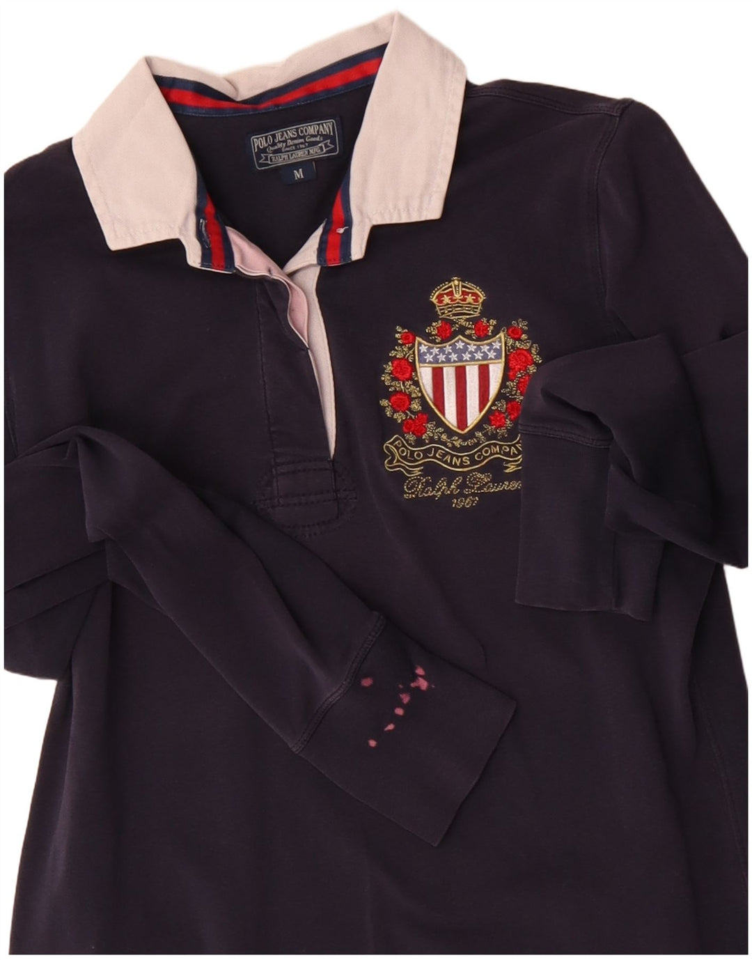 Рубашка поло женская с длинным рукавом POLO RALPH LAUREN UK 12, средний темно-синий