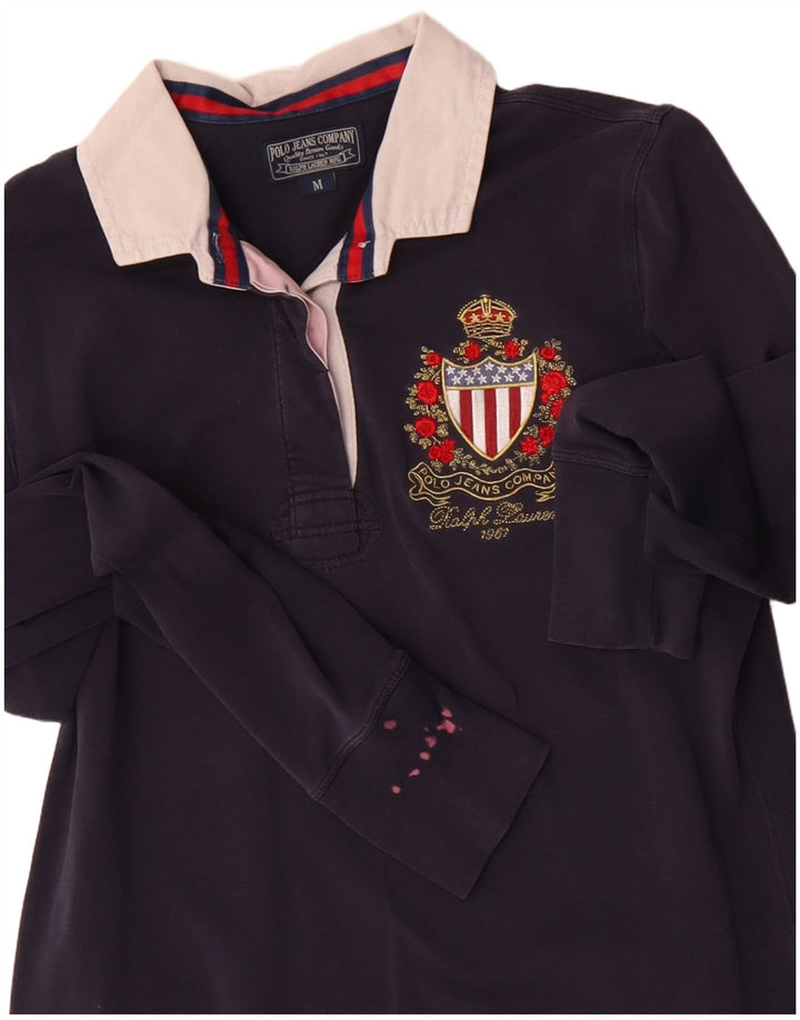 Рубашка поло женская с длинным рукавом POLO RALPH LAUREN UK 12, средний темно-синий