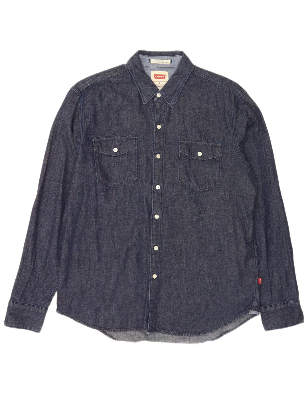 Мужская джинсовая рубашка стандартного кроя Levi's, темно-синяя, хлопковая, среднего размера