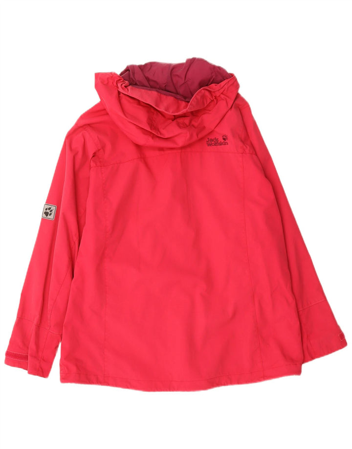 Женская дождевик с капюшоном Jack Wolfskin UK 16, большой красный полиамид