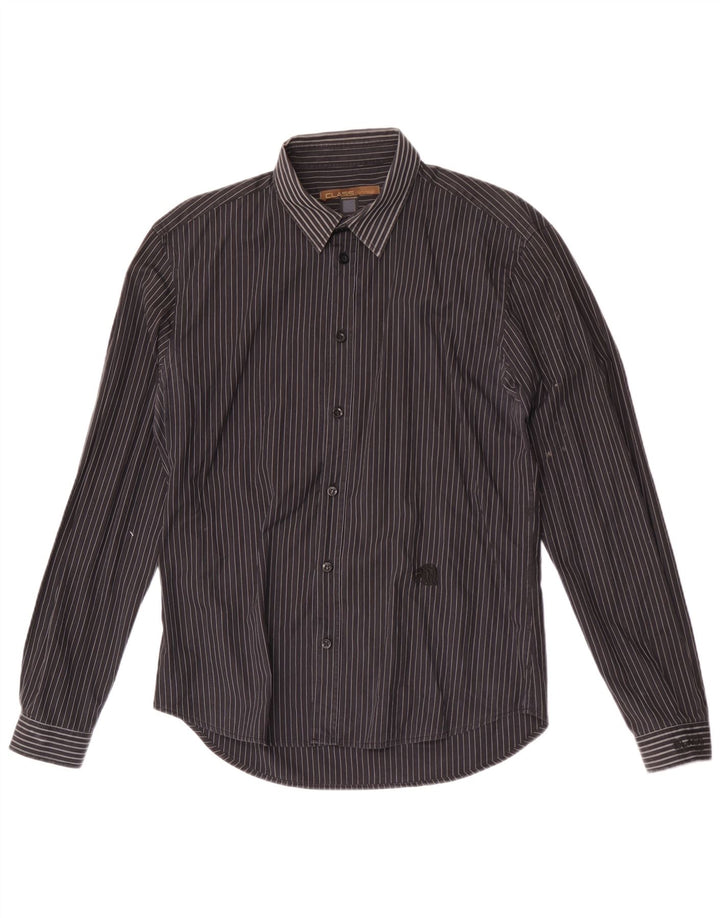 Мужская рубашка Roberto Cavalli IT 50 Medium Black в тонкую полоску из хлопка
