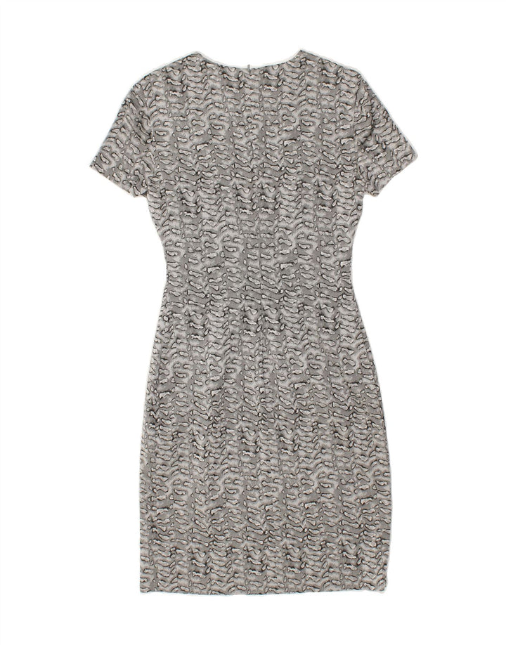 VINTAGE Womens Bodycon Dress UK 8 Small Grey Animal Print Acetate | Vintage Vintage | Thrift | Second-Hand Vintage | Used Clothing | Messina Hembry 