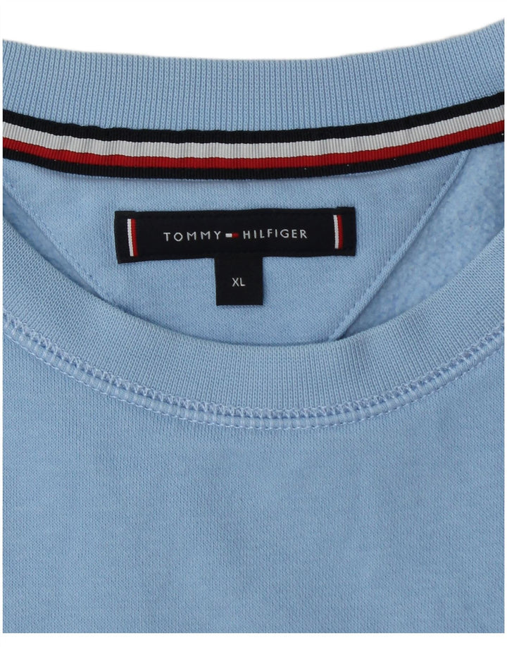 TOMMY HILFIGER Мужской свитшот с рисунком, джемпер XL, синий хлопок