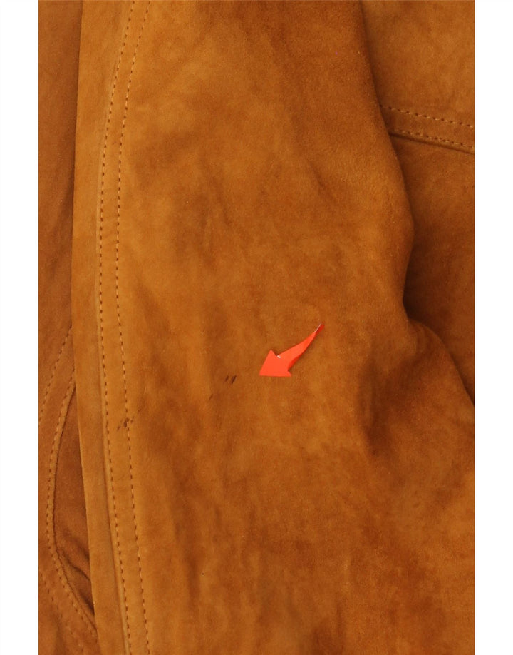 Винтажная мужская замшевая куртка-бомбер IT 54 2XL Коричневая кожаная