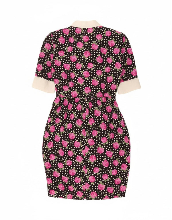 Винтажное женское облегающее платье IT 46, большой черный полиэстер с цветочным принтом