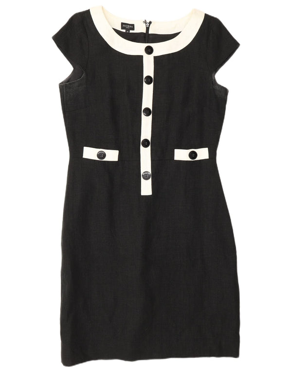HOBBS Womens Shift Dress UK 12 Medium Black Linen