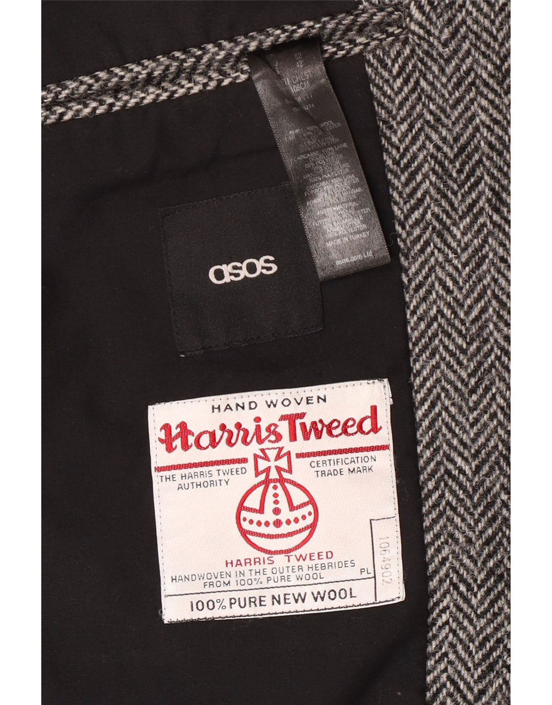 Мужской пиджак HARRIS TWEED UK 40, большой серый с рисунком «елочка», классический