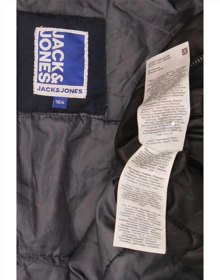 Утепленное пальто с капюшоном Jack & Jones для мальчиков 13–14 лет, темно-синий, полиэстер