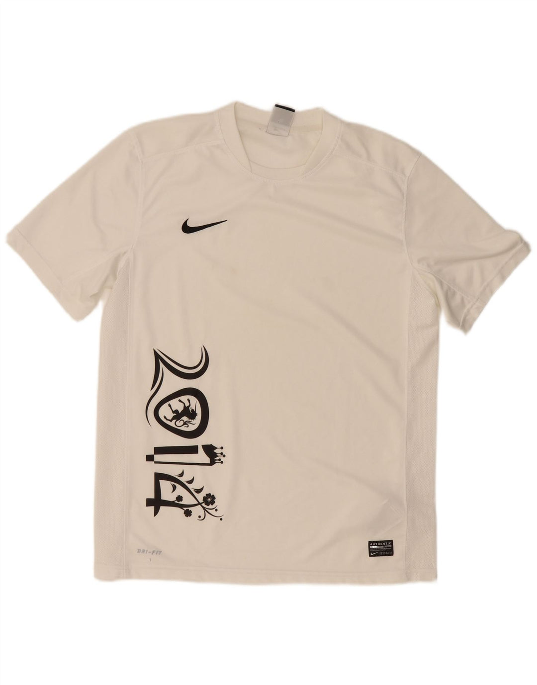 NIKE Mens Dri Fit Graphic T-Shirt Top Large White Polyester