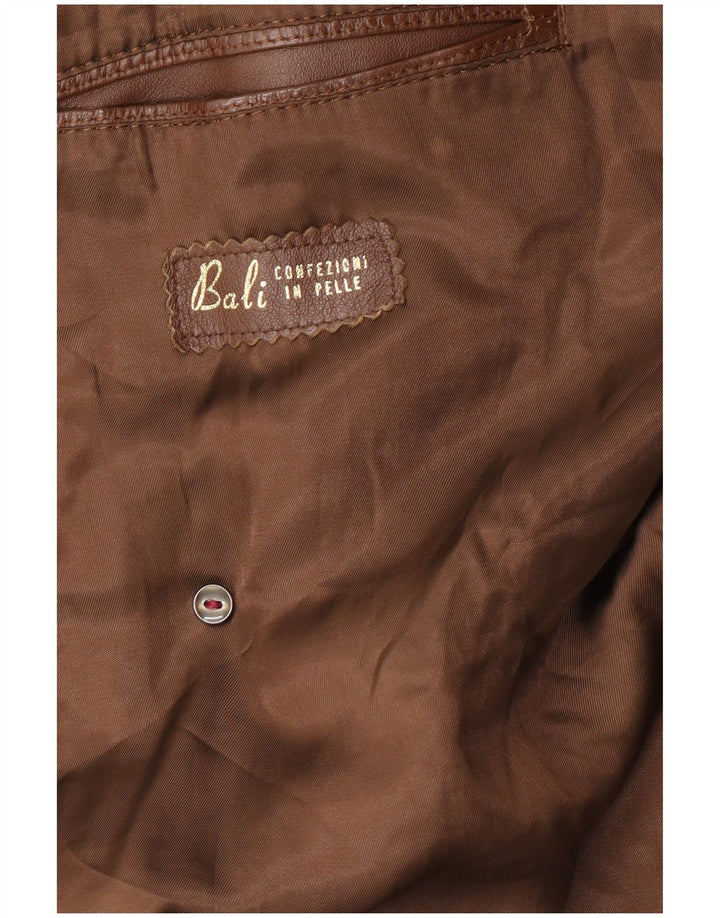 ВИНТАЖНОЕ Мужское кожаное пальто UK 38 Средне-коричневый кожаный