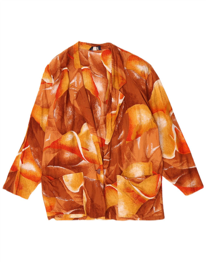 Женский пиджак Rene на 1 пуговице IT 44 Средний коричневый с цветочным принтом