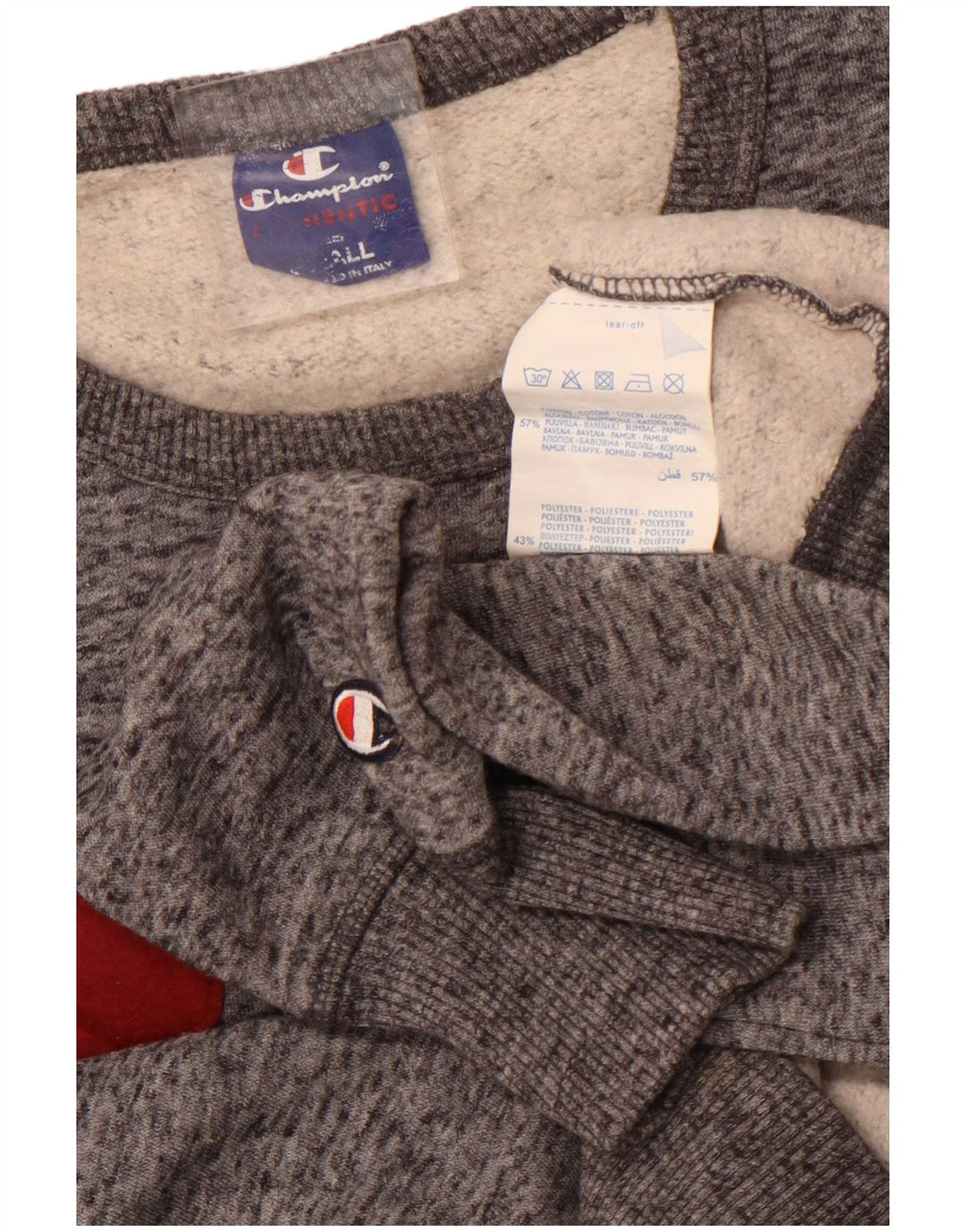 Мужской свитшот с рисунком Champion, маленький серый хлопковый джемпер в крапинку