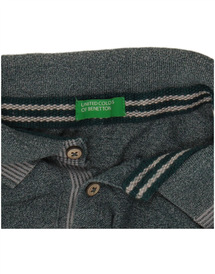 Мужская рубашка поло с рисунком Benetton, средний зеленый в крапинку