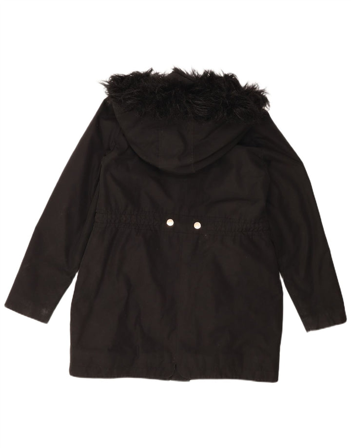 TED BAKER Womens Hooded Parka Jacket Size 2 Small Black Polyester