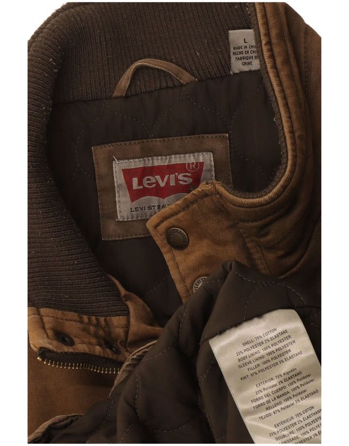 Levi's Mens Windbreaker Jacket UK 40 Large Brown Cotton