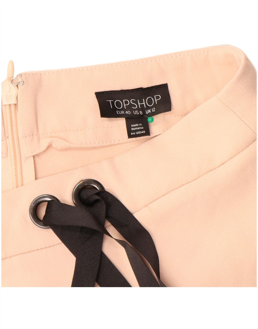 Женская мини-юбка Topshop UK 12 Medium W30 Бежевый полиэстер