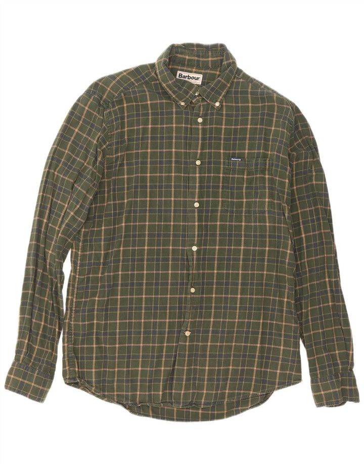 Мужская рубашка в клетку Barbour, большой размер, цвет хаки, хлопок