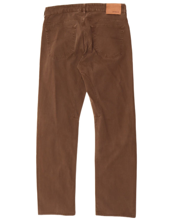 SIVIGLIA Мужские прямые повседневные брюки UK 38 Medium W30 L32 Коричневые хлопковые брюки