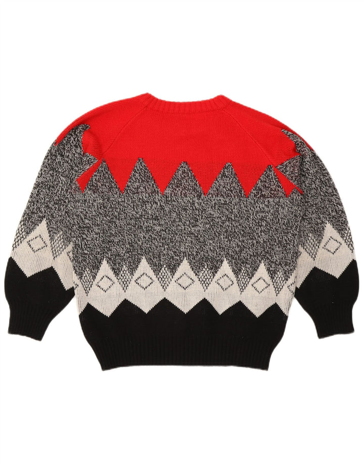 Винтажный женский джемпер с круглым вырезом, Великобритания, 16, большой разноцветный