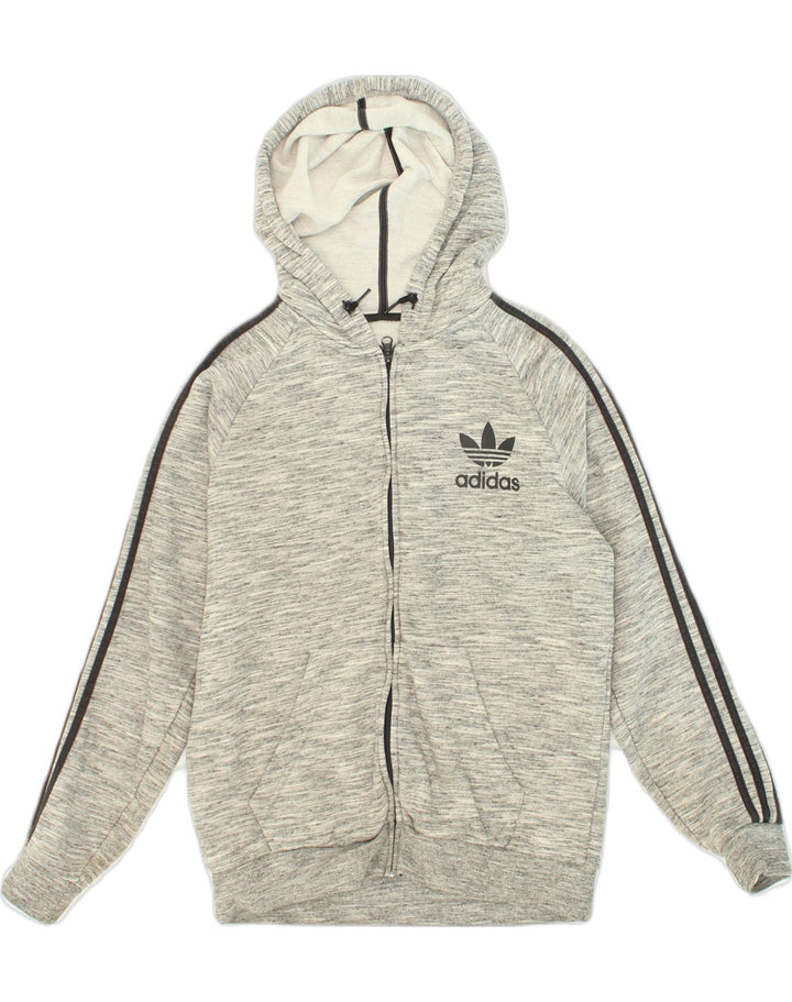 ADIDAS Мужской свитер с капюшоном на молнии среднего серого цвета, хлопок