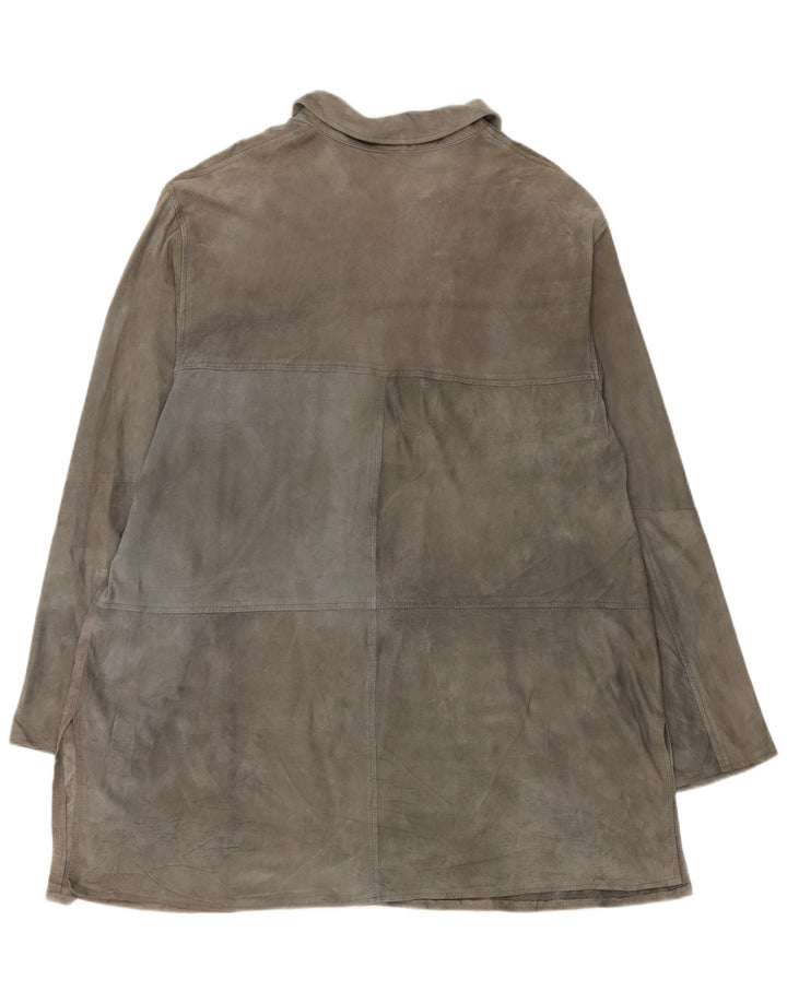 Винтажная женская замшевая куртка UK 20 2XL серая кожаная