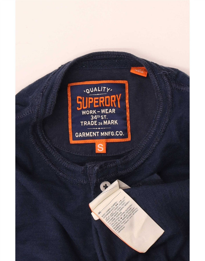 Мужской топ Superdry с длинным рукавом, маленький темно-синий, хлопок