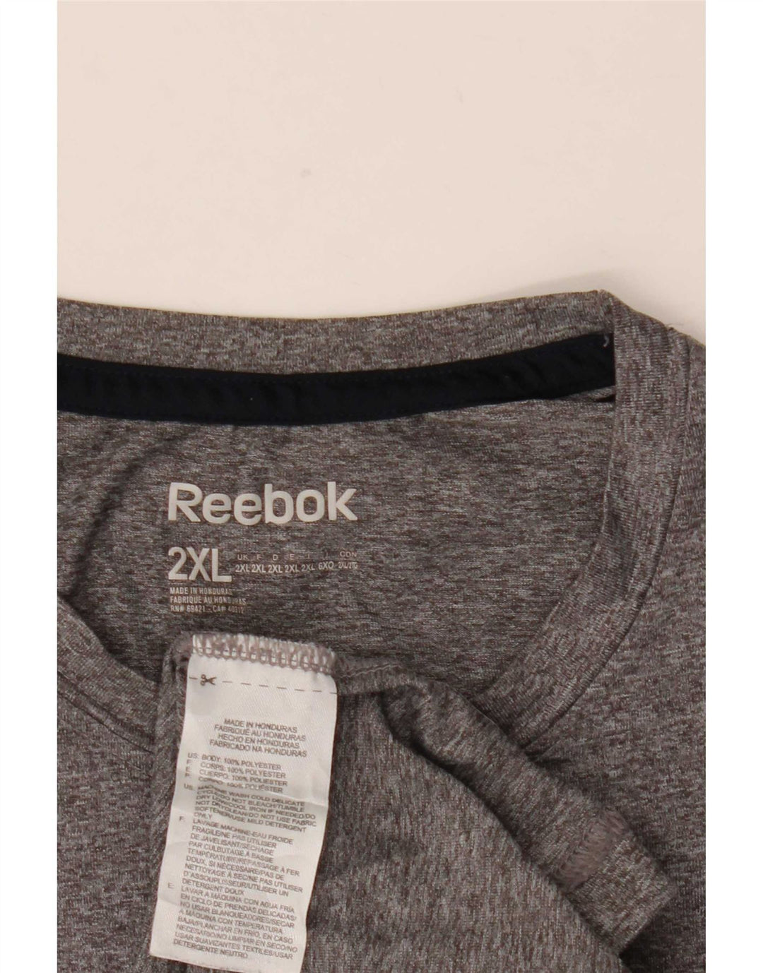 Мужская футболка Reebok Top 2XL Серая в крапинку из полиэстера
