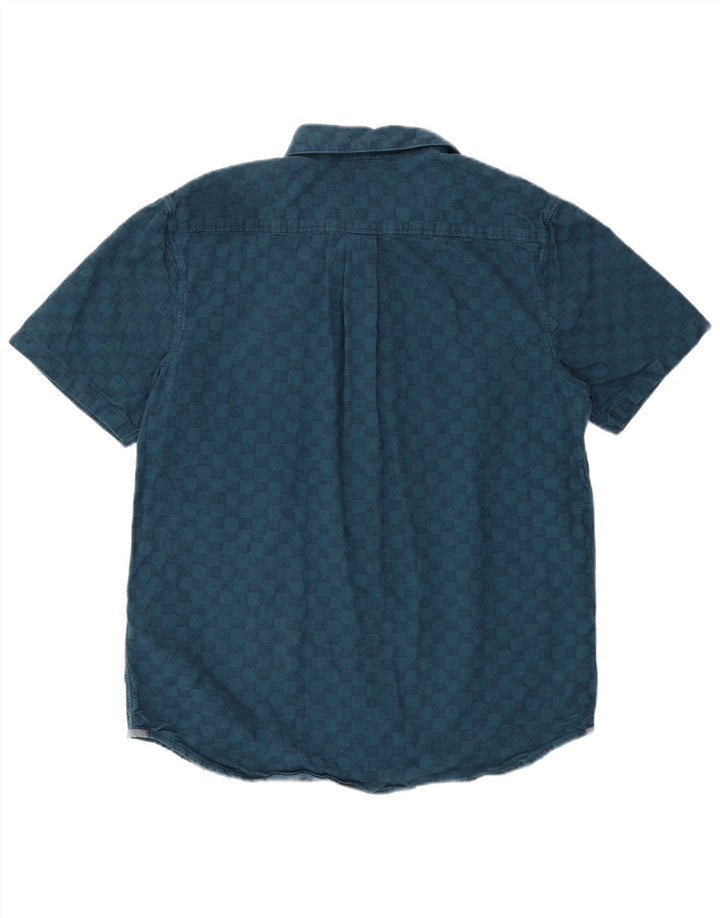 Мужская рубашка классического кроя с коротким рукавом Vans среднего синего цвета с геометрическим рисунком