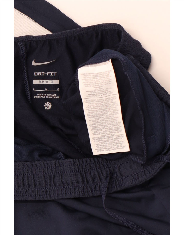 Мужские облегающие спортивные брюки NIKE Dri Fit, большие темно-синие брюки из полиэстера