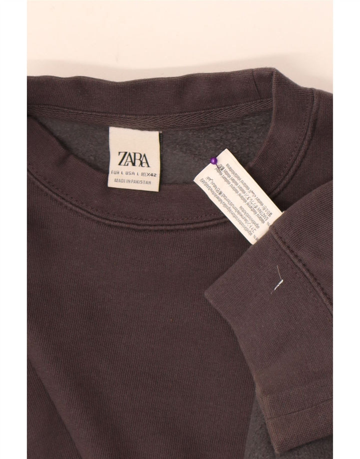 Мужской свитер Zara, большой серый хлопковый джемпер