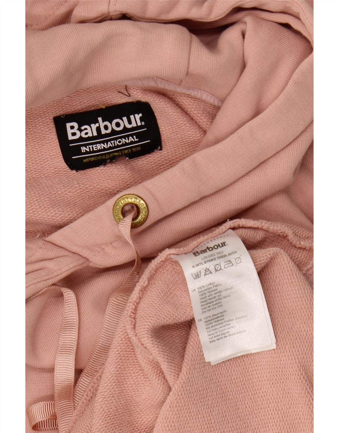 Женский джемпер с капюшоном BARBOUR UK 12, хлопок среднего розового цвета