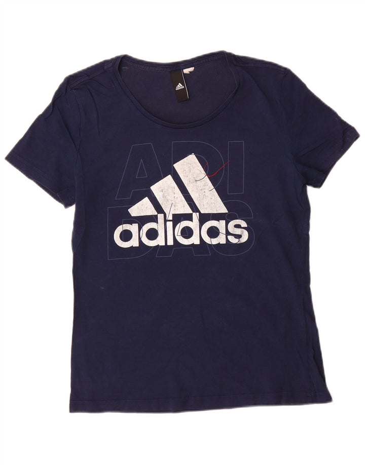 Женская футболка с рисунком Adidas Top UK 12 Medium Navy Blue