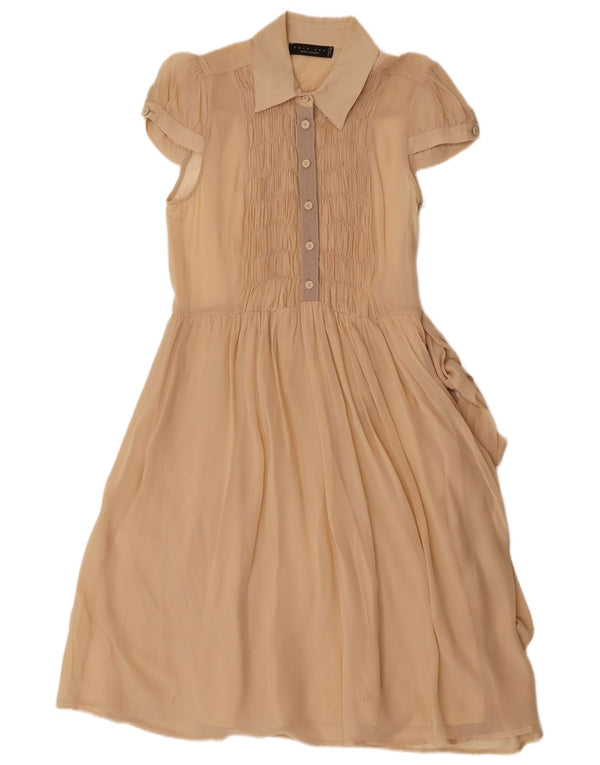 Simona Barbieri Womens Twin-Set A-Line Dress UK 12 Medium Beige Silk