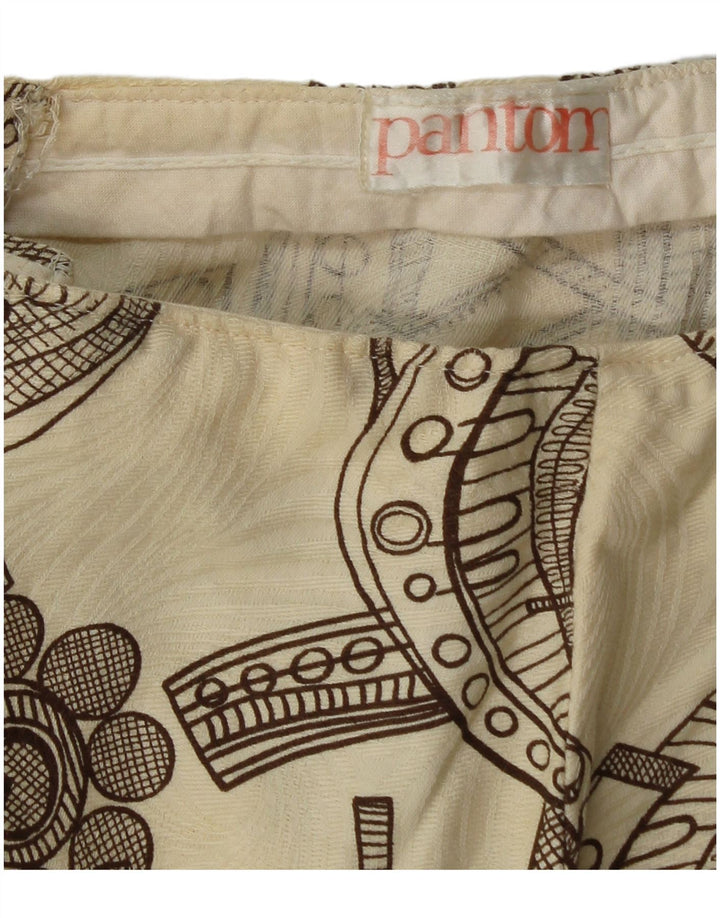 Винтажные женские повседневные брюки с абстрактным узором Bootcut W26 L28 бежевого цвета