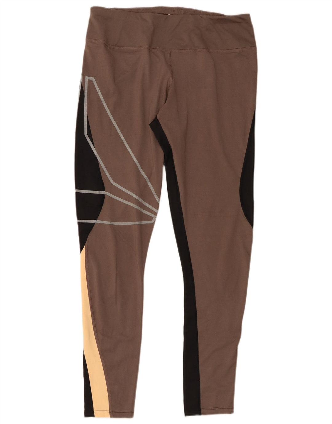 Женские леггинсы REEBOK с рисунком, Великобритания, 12/14, средний серый полиэстер с цветными блоками