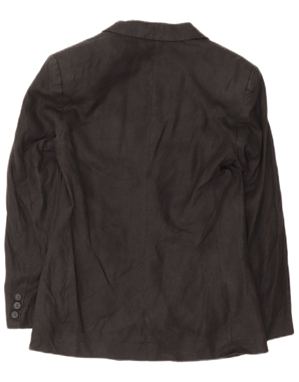 Benetton Womens 2 Button Blazer Jacket IT 40 Small Black Linen