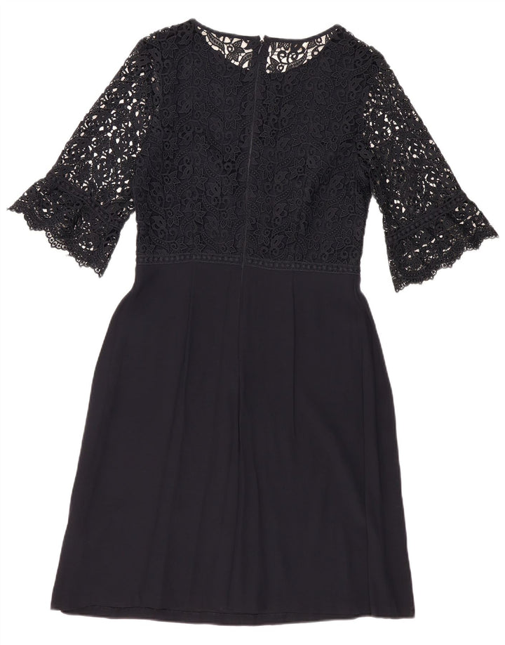 Женское платье А-силуэта с рукавом 3/4 MONSONON UK 10, маленькое темно-синее с цветочным принтом