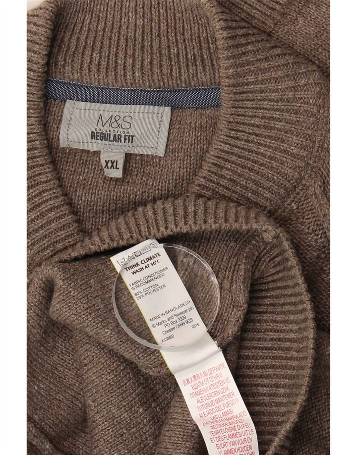 Мужской кардиган повседневного кроя Marks & Spencer 2XL, коричневый хлопок