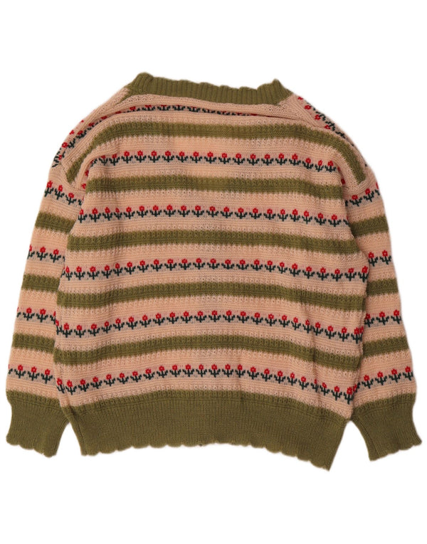 Shein Женский свободный кардиган-свитер UK 18 XL из полиэстера в зеленую полоску
