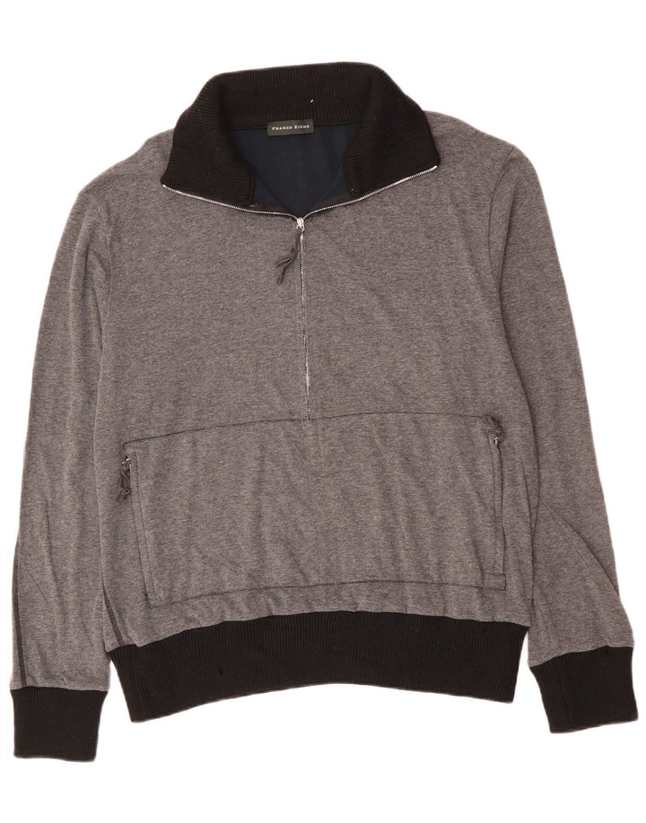 FRANCO ZICHE Мужской свитшот с воротником на молнии, большой серый цветной блок