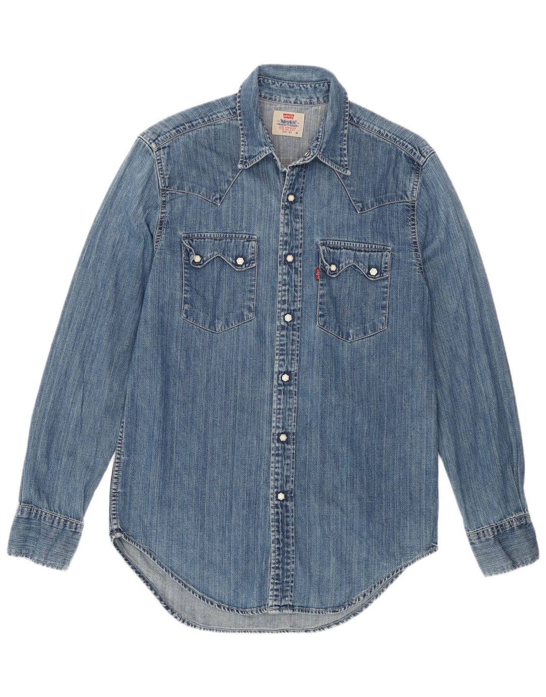 Мужская джинсовая рубашка Levi's из хлопка среднего синего цвета