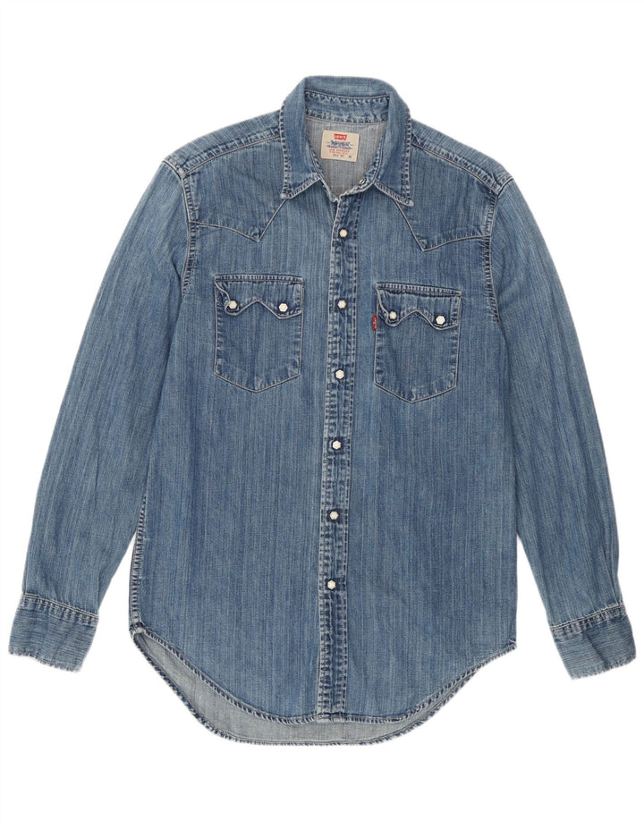 Мужская джинсовая рубашка Levi's из хлопка среднего синего цвета