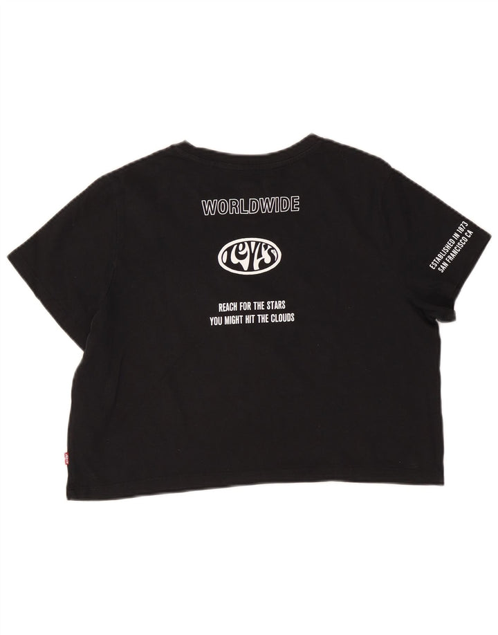 Женская укороченная футболка с рисунком LEVI'S Top UK 14, средний черный хлопок