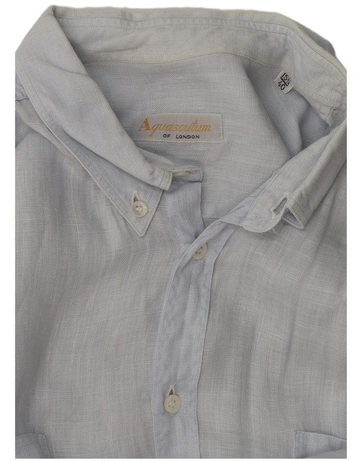 AQUASCUTUM Mens Short Sleeve Shirt Size 15 3/4 40  Medium Blue