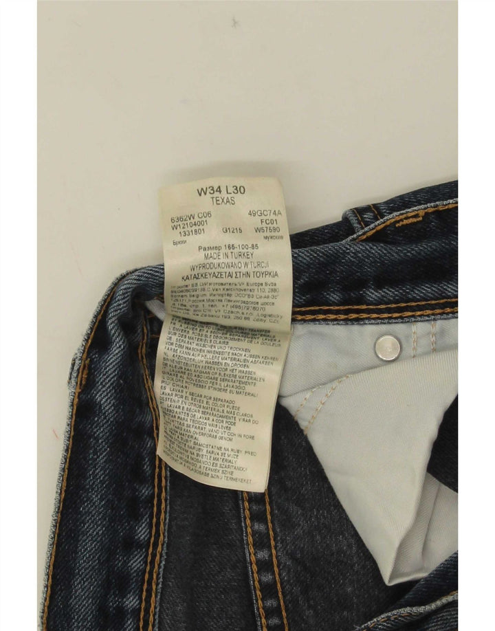 Мужские прямые джинсы Wrangler Texas W34 L30, синий хлопок