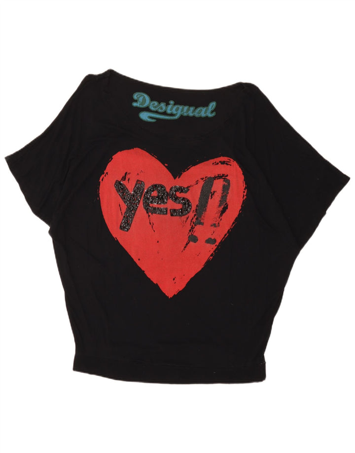 Женская блузка оверсайз с рисунком DESIGUAL UK 16, большая черная