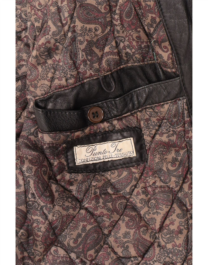 Винтажная мужская кожаная куртка UK 36 маленькая черная кожаная