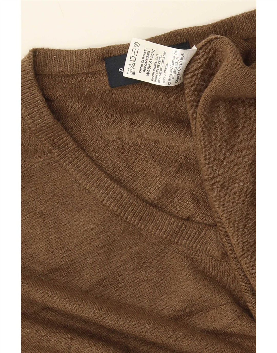 Мужской джемпер с v-образным вырезом Marks & Spencer Blue Harbour, средний коричневый