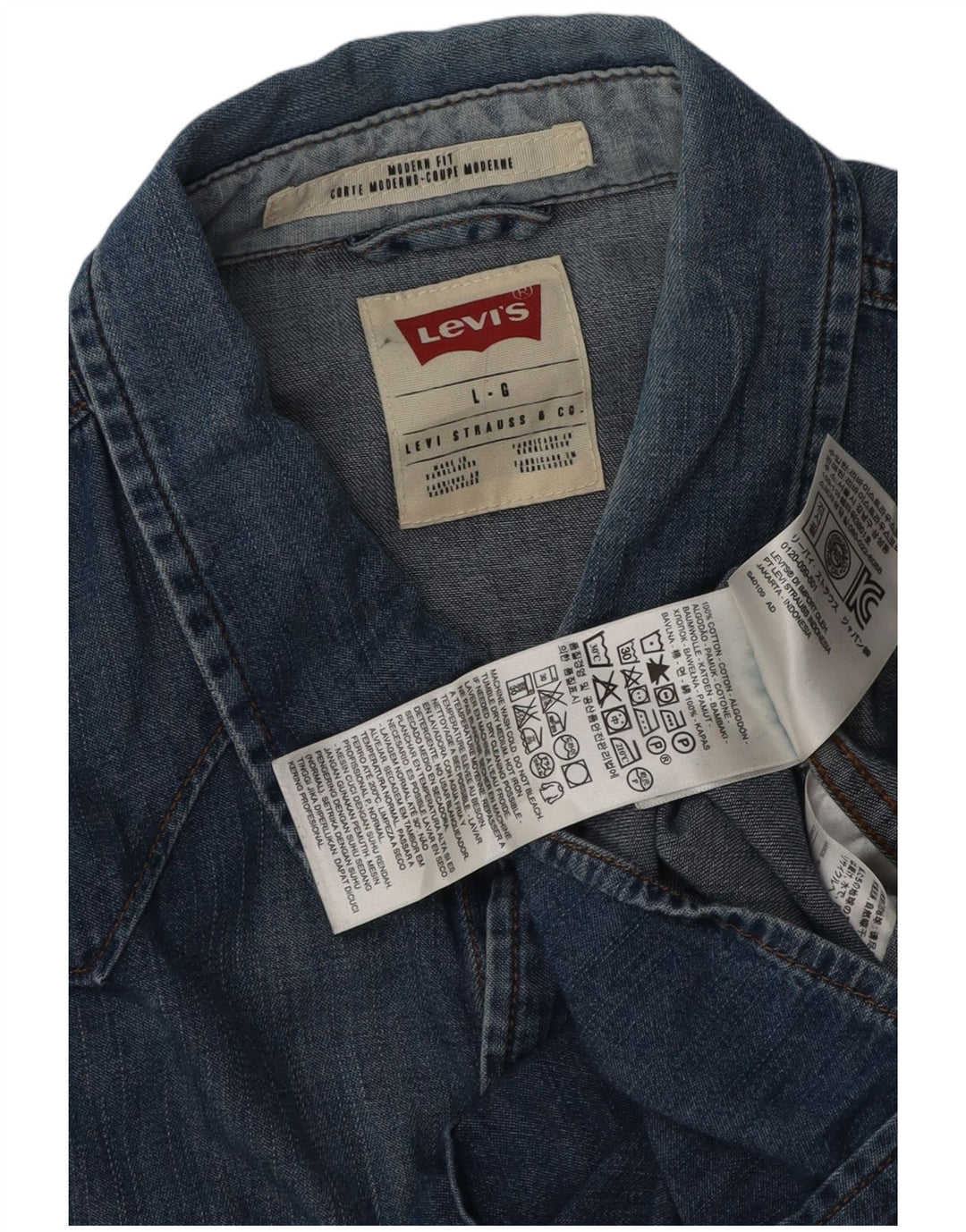Мужская джинсовая рубашка современного кроя Levi's, большая синяя хлопковая рубашка