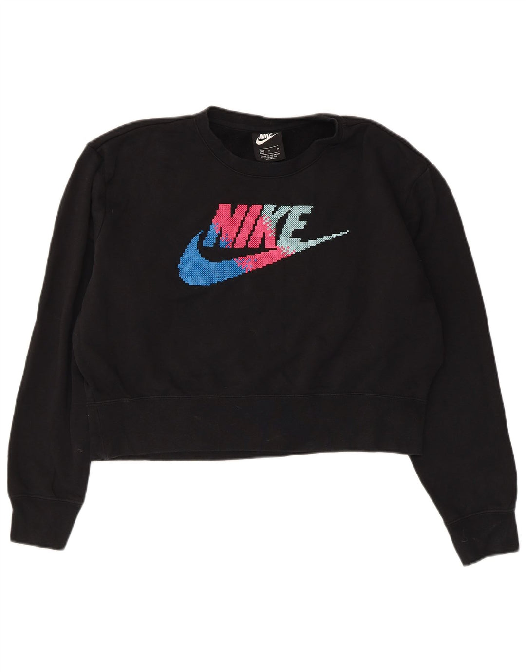 Женский укороченный свитшот большого размера с рисунком NIKE UK 14, средний черный